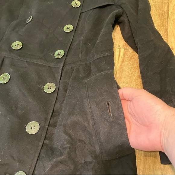 Burberry London Wool Cashmere Double Breasted Trench Coat Black Womens Size 2 - Picture 5 of 16